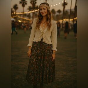 Vintage Pallas Irish Linen Cardigan Beige Hand Loomed Cottagecore Size Small